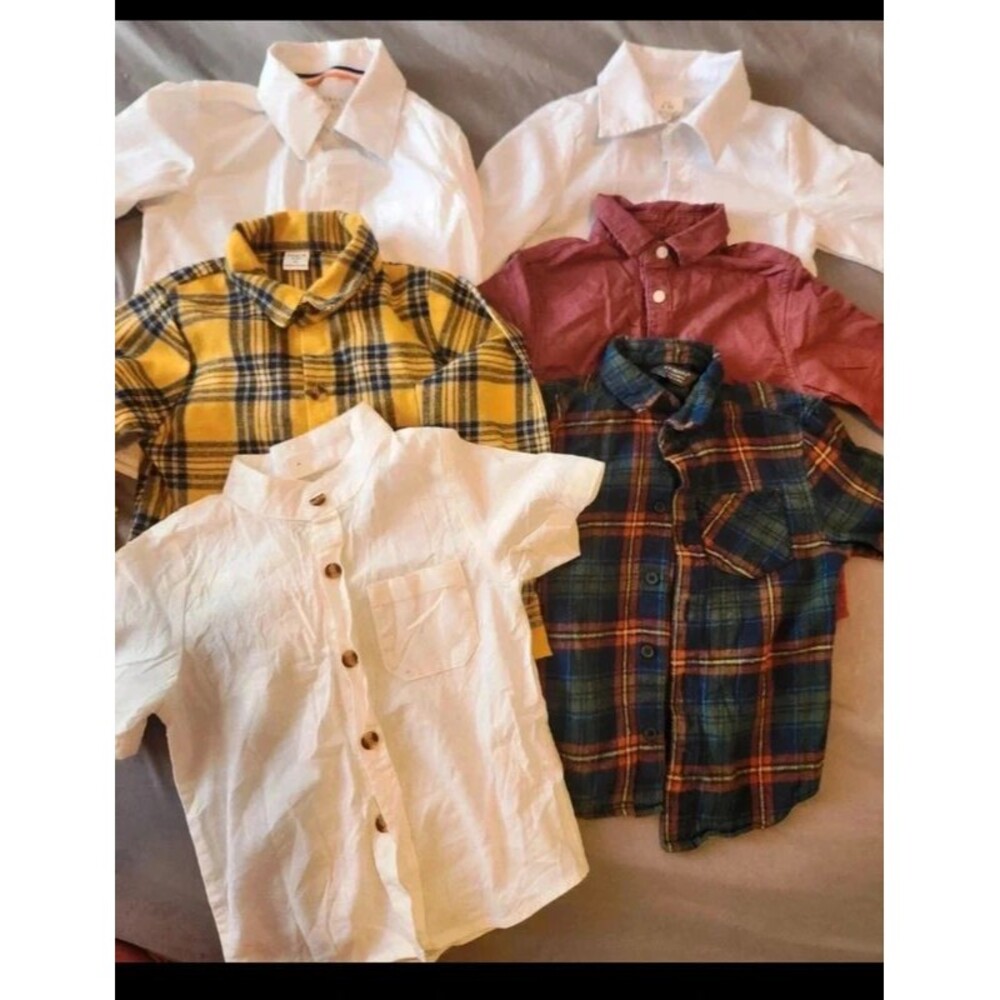 Toddler Boy Shirt Bundle - 6 Pack - Sizes 2T, 3T, 4T - Plaid & Dress Shirts